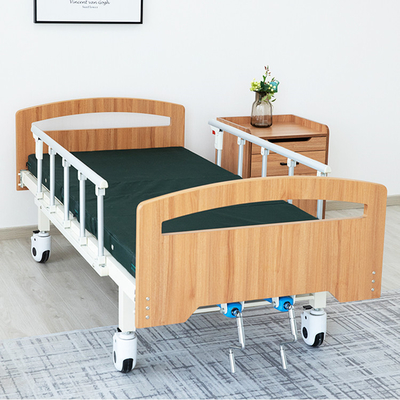 Regulowane ręczne łóżko szpitalne Podnoszenie pleców w stylu szpitalnym Łóżka drewniane z szynami